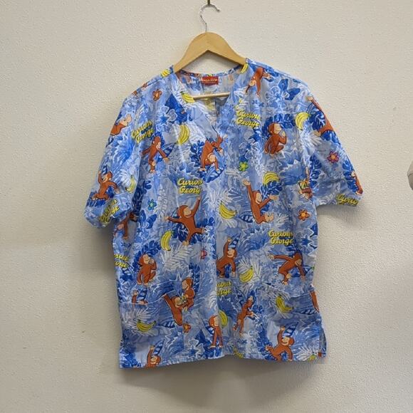 Curious George Adventures Blue Scrub Top - Picture 1 of 4